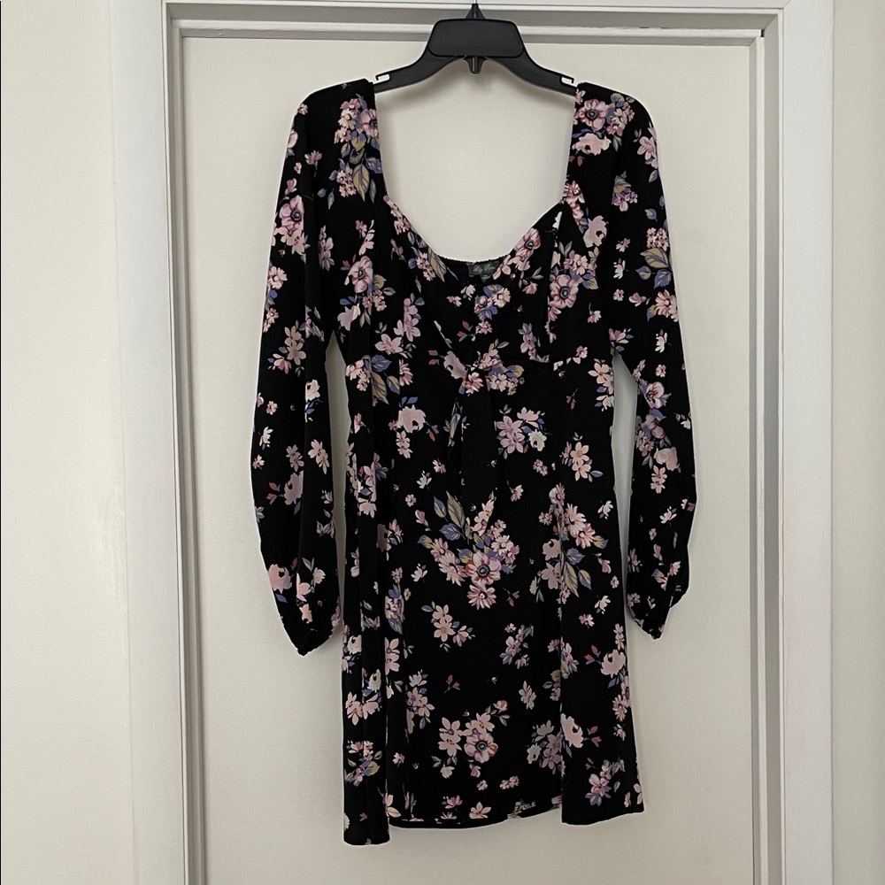 Lily Rose Black Floral Long Sleeve Dress